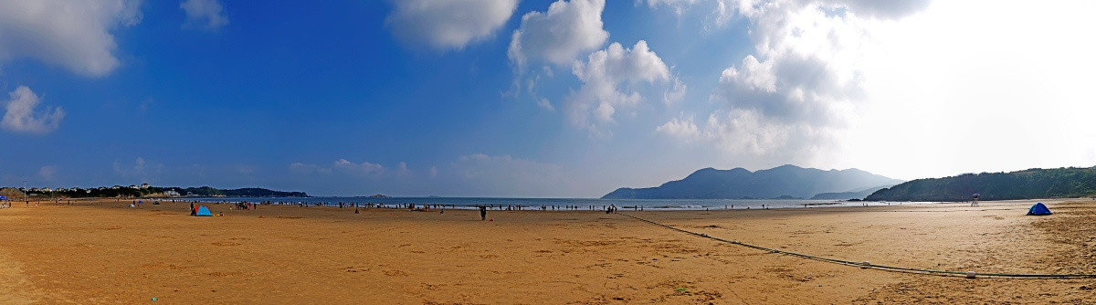 舟山朱家尖南沙景区沙滩全景