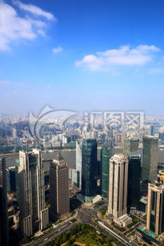 上海陆家嘴建筑群俯瞰