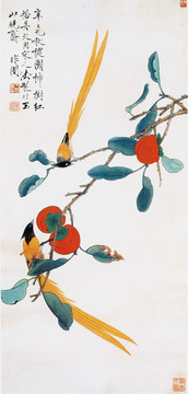 花鸟国画 红梅绶带