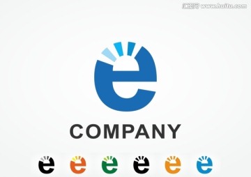 矢量蓝色e字母照明logo出售