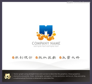 M字母logo 气泡logo