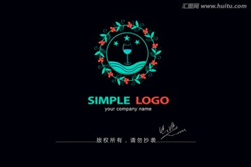 花卉logo 酒杯logo