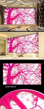 树木装饰背景墙画 （不分层）