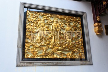 上海老庙黄金银楼福禄寿鎏金雕刻