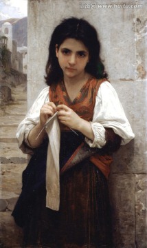 织衣服女孩