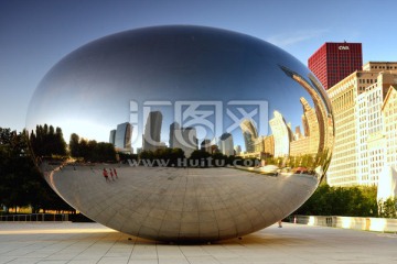 芝加哥标志性艺术雕塑云门