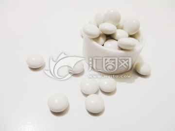 白色糖衣药丸摄影 医药科技