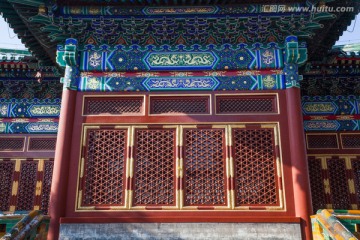北京北海公园大殿窗户