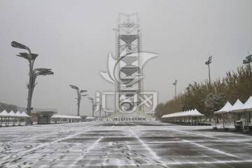 北京奥林匹克公园雪天