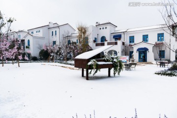 地中海风格别墅 雪景