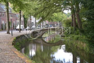 荷兰中世纪街道 运河拱桥