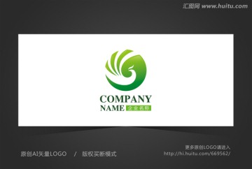 凤凰标志 绿色logo