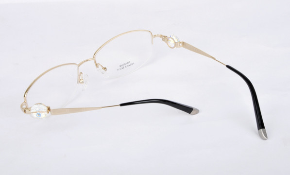 金色半框眼镜架 水晶装饰眼镜