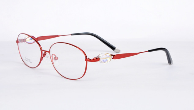 红色眼镜架 水晶装饰眼镜