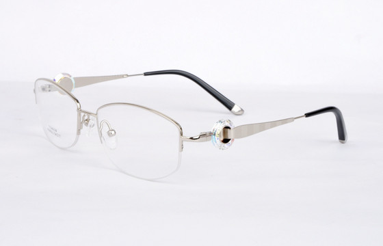 银色半框眼镜 水晶装饰眼镜