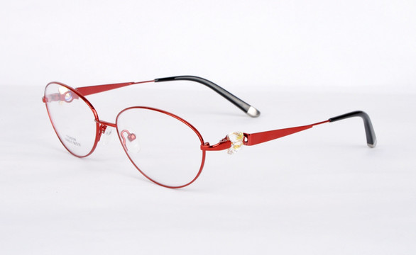 红色眼镜 水晶装饰镜腿眼镜
