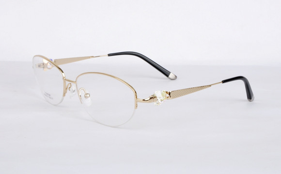 金色半框眼镜 水晶装饰眼镜
