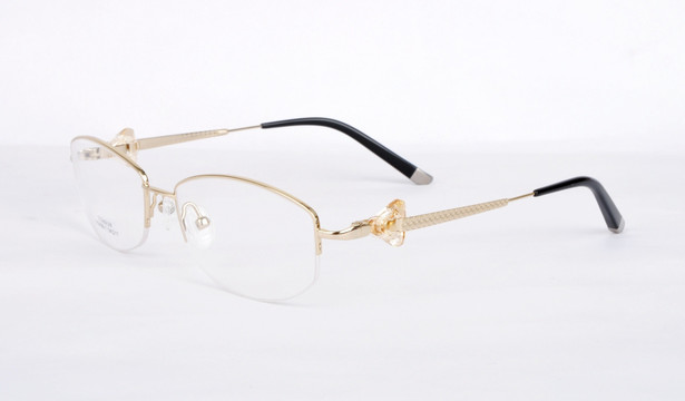 金色眼镜 半框水晶装饰眼镜