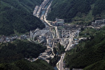 黄山汤口镇俯瞰