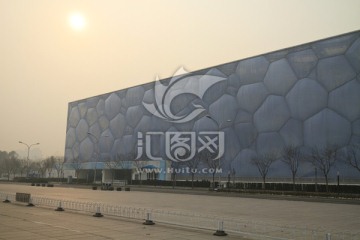 北京水立方雾霾天