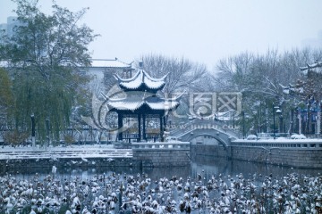 中式园林 雪景