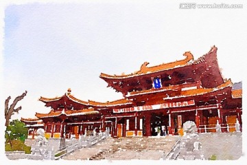 中国古建筑水彩画