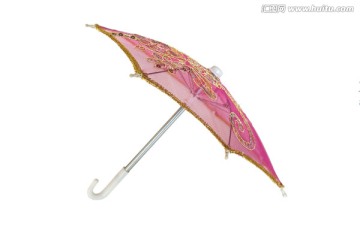 粉红色贴片袖珍装饰纱伞