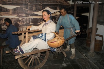 旧社会上海媳妇与独轮车