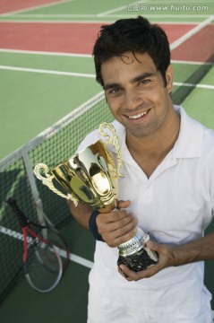 获奖的网球运动员