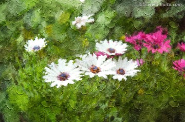 欧美油画 抽象花卉装饰画