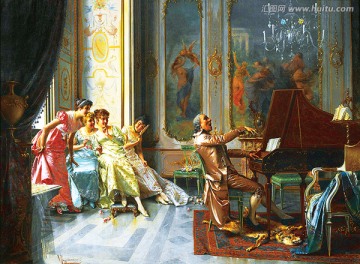 宫廷油画 钢琴家