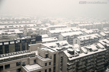 大雪中的绍兴城区