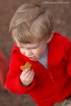 小孩吃饼干