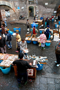意大利西西里岛的鱼市