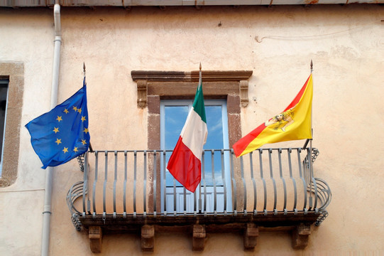 意大利国旗 阳台 