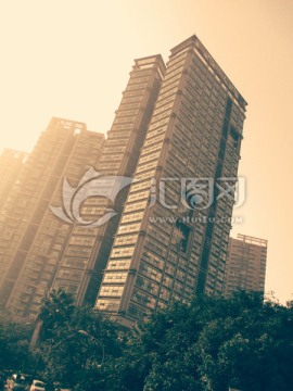 耸立的高楼 特写实拍