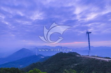 清晨 云彩 群山 风电 光影