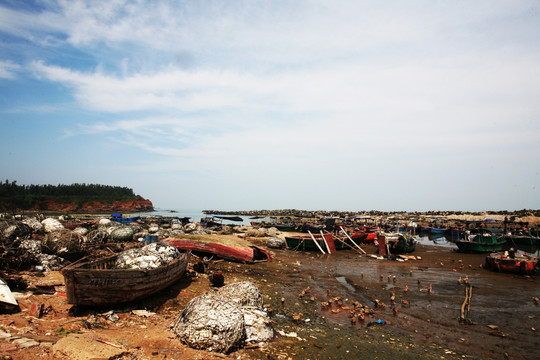 渔船 海滩 滩涂 沙滩