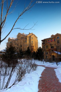 别墅 冬天 雪景