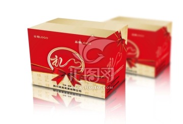礼品箱立体效果图 平面展开图