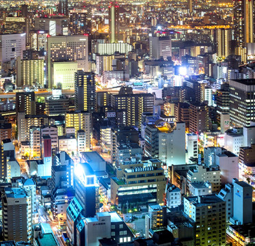 鸟瞰繁华城市夜景