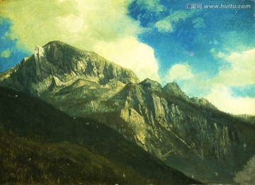 山峰 风景油画