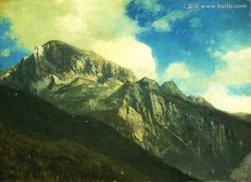山峰 风景油画