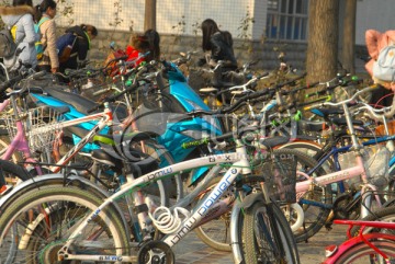 自行车 单车 交通工具 停车场
