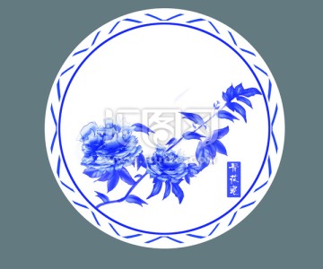 青花牡丹花花纹