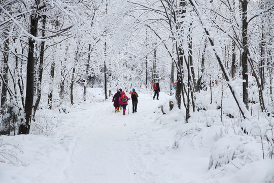 风雪徒步人