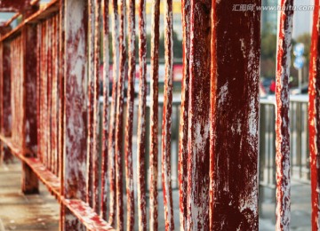 红漆栏杆 铁护栏