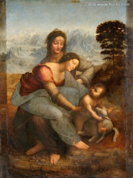 油画 圣母子与圣安娜