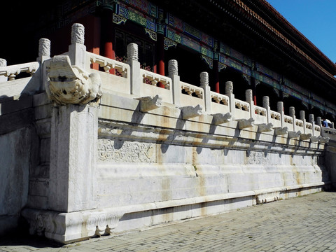 北京故宫太和门建筑排水螭首