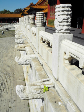 北京故宫太和门建筑排水螭首